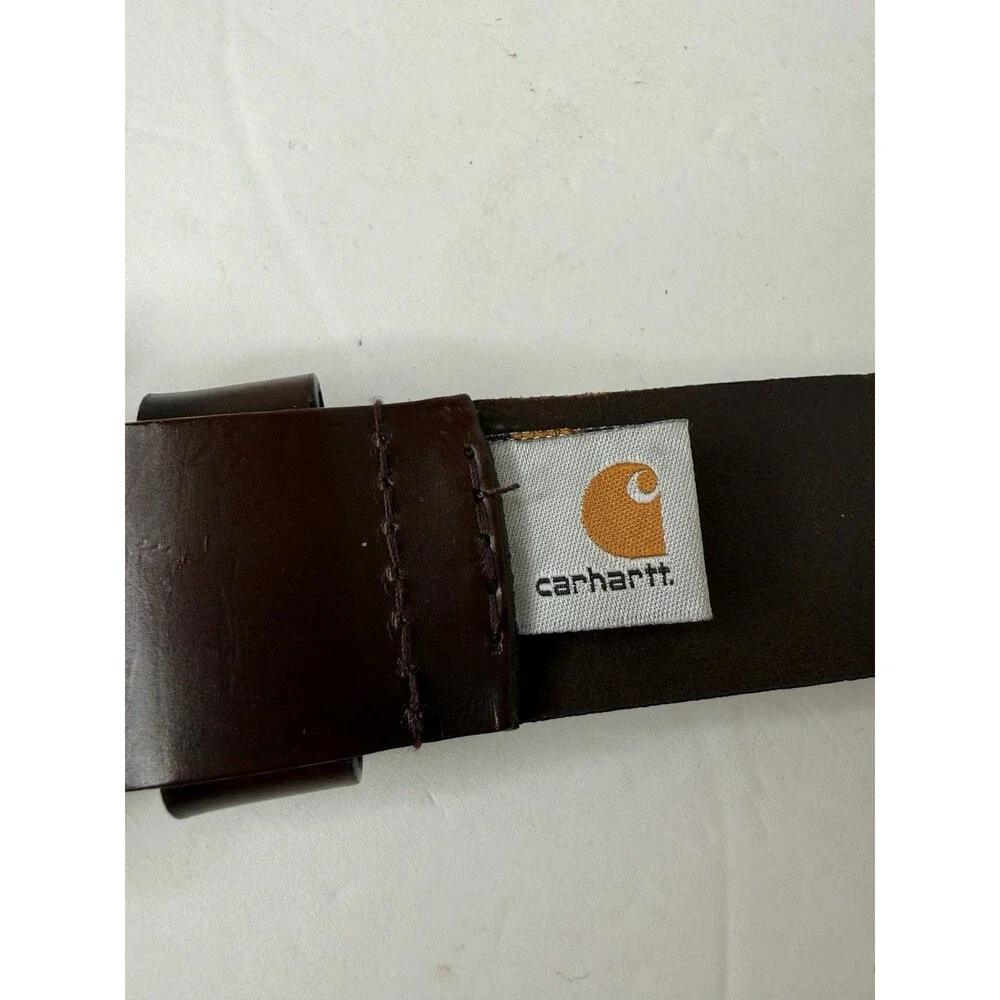 Carhartt Anvil Brown Belt 34 Gunmetal Buckle Leather 1.5” W Mens Made in USA
